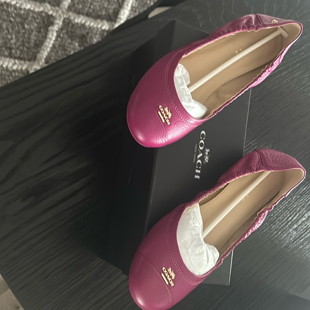 Coach new beautiful Camilla Pebble Grain Leather Flats.